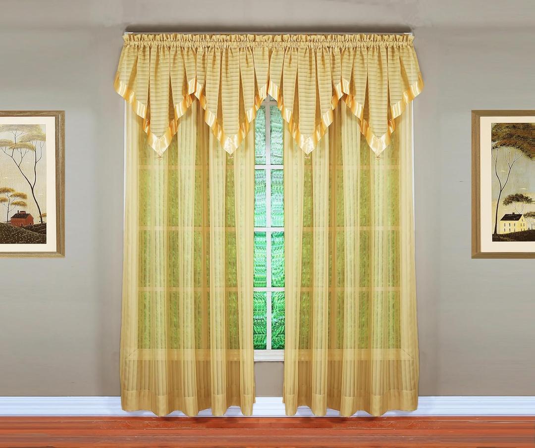 Today's Curtain, Silhouette Stripe Sheer Panel 63", Gold, 60" W x 63" L