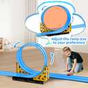 Flex Race Track 16 Ft with Suction Cups Compatible with Diecast 1/64th Cars, Flexible Car Track Toys for Ages 3+ Kids Toddlers Roll Out Portable Racetrack (Light Blue)