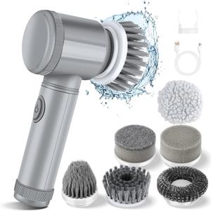 Electric Spin Scrubber - Shower Scrubber,Bathroom Scrubber Electric,for Cleaning Tub, Floor, Tile, Window, Sink, Kitchen Cleaning with 6 Electric Cleaning Brush Head (8)
