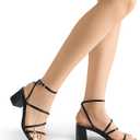DREAM PAIRS Womens Block Heels 2 inch Strappy Square Toe Dressy Chunky Low Heeled Sandals for Party Wedding Evening (Black, US9)