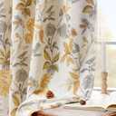 jinchan 100% Blackout Curtains for Bedroom 84 Inches Length Linen Curtains Tropical Yellow Leaf Print Botanical Window Treatment with Lining for Living Room Farmhouse Country Drapes Set 2 Panels