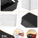 EOENVIVS Plastic Storage Baskets with Bamboo Lids for Pantry Organization and Storage Containers Bins for Shelves Drawers Desktop Closet Playroom Classroom Office Home, 6 Pack,White