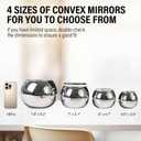 6" Spherical Convex Mirror Glass Bowl Vase - Safety Cubicle Reflector & Desktop Rearview Mirror to See Behind You for Office/Home Décor, Floral Arrangements, Planter Storage (Silver)