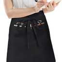 2 Pcs NLUS Server Apron with 4 Pockets, Water Oil Stain Resistant Waitress Waiter Apron Black Waist Aprons Bistro Apron for Women Men, 34" W x 22" H