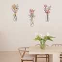 MIRATE Metal Flower Wall Art - 3Pcs Minimalist Metal Flowers Wall Decor, Rural Home Decor for Living Area, Bathroom, Master Bedroom, and Dining Room - Minimalist Home Wall Decor Gift(Beige Pink)