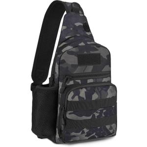 BAIGIO Tactical Sling Backpack Bag for Men Molle Crossbody Shoulder Bags Military EDC Chest Pack One Strap Daypack Camo Black