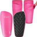 Northdeer Soccer Shin Guards for Kids Adults. Sleeves with Optimized Insert Pocket - Protective Soccer for Boys Girls Men, Pink Large