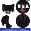 LEACOOLKEY Women's American Flag Crop Tank 4th of July Patriotic Sleeveless Tee Tops (XS)