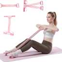 2 x 3-in-1 Multifunctional Pedal Resistance Band with Handle, Natural Latex Tension Rope, Portable Pocket Gym for Abdomen Waist Arm Leg Stretching Training, Home Office Travel