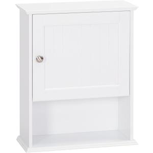 Spirich Bathroom Cabinet Wall Mounted with Single Door, Wood Hanging Cabinet with Adjustable Shelf White, Small