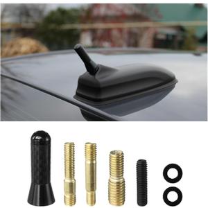 Car Short Antenna, 1.37" Aluminum Radio Antennas Replacement, Carbon Fiber Antenna Kit with Screws, AM/FM Roof Mount Car Radio Reception Antennas Mast for Most Cars SUVs (Black)