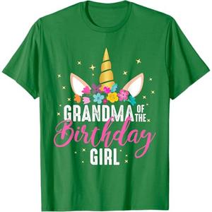 Grandma Of The Birthday Girl Grandma Gift Unicorn Birthday T-Shirt Large