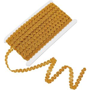 PH PandaHall 13.5 Yards/12m Golden Gimp Braid Trim, 0.43 inch/11mm Flat Fabric Decorative Trim Metallic Scroll Braid Ribbon Filigree Curved Lace Ribbon for Sewing Upholstery Curtain Costume