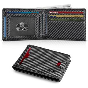 Zitahli Mens-Wallet-Slim-Leather-RFID Blocking Wallet for Men Minimalist Bifold Credit Card Holder with Gift Box (Carbon Black New)