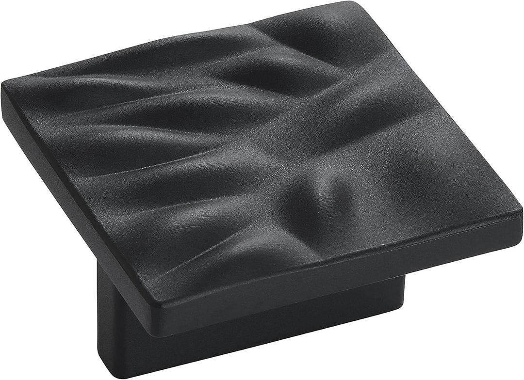 Amerock | Cabinet Pull | Matte Black | 1-1/4 inch (32 mm) Center to Center | Calathea | 1 Pack | Drawer Pull | Drawer Handle | Cabinet Hardware