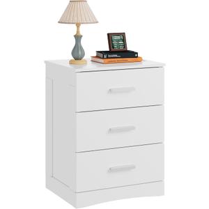 WLIVE White Night Stand with 3 Drawers, Small Nightstand with Storage, Wooden Bedside Table Modern End Table for Bedroom, Living Room, Office, 12.9" D x 16" W x 21.6" H