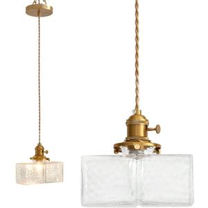 Oyisen Pendant Lights, Industrial Hanging Lamp with 7.09 Inch Glass Shade for Kitchen Island, Hanging Pendant Light, Dining Room Hanging Lamp Light Bulb Included (Hardwired 18cm)