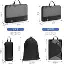 WANDF 7 Set Compression Packing Cubes for Travel, Shirt Folder for Wrinkle-Free, Suitcase Organizer Bags Set for Carry-On Checked Luggage Duffle Bag Women Men(Black)