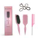 Curly Hair Brush Detangling and Curl Defining Brush Reduces Pulling Enhances Curl Separation Ergonomic Design for All Hair Types By Candybrush Pink (Pink)