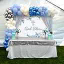 LaVenty Baptism Party Decorations Blue Silver Balloon Garland Backdrop Cross Balloon for First Communion Confirmation Party Supplies