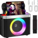 Portable Bluetooth Karaoke Machine for Adults & Kids - 2 Wireless Microphones, Shoulder Strap, Fun Voice Change, Support USB/AUX, for Outdoor Events Party Gifts