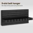 Belt Organizer for Closet, Belt Hanger Wall Mounts to Hold 9 Belts Without Slipping, Space Saving Belt Rack for Closet Organization Includes Mounting Hardware (11.8 x 5.5 x 2.5) (Black)
