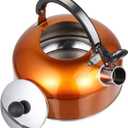 Cabilock Tea Kettle for Stove Top Stainless Steel Tea Kettle Stovetop Whistling Teakettle Teapot with Handle Coffee Kettle for Home Restaurant Hotel Orange