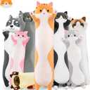 27.6in Long Cat Plush Pillow, Cute Cat Plushie Stuffed Animals Body Pillow, Yellow Kawaii Kitten Soft Plushie Doll Toy Birthday Gift for Kids Girlfriend