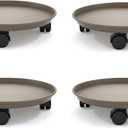 Plant Caddy with Wheels 14 Inch - 4 Pack Plant Caddy on Wheels Heavy Duty,Plant Stand with Wheels,Plant Dolly Plant Tray with Wheels Planter Caddies Indoor/Outdoor, Brown