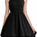 EXARUS Girls Summer Dress Teen Graduation Dance Vacation Ruched Ruffled Layered Spaghetti Strap Mini Dresses Size 14Y