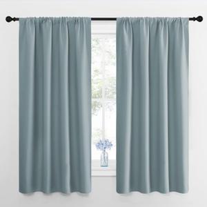 NICETOWN 2 Panels Blackout Curtains, Rod Pocket Thermal Insulated Curtains for Bedroom, Room Darkning Shading Blinds Modern Home Decoration for Living Room, Home Office, W42 x L63 in, Stormy Blue