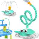 Water Table Pump, 5400mAh Rechargeable Crab Water Pump Toy for Kids age 1-3 with 8Hrs Play time, IP67 Waterproof, 3 Modes Spray 2 Flow Settings Outdoor Water Toys for Water Table, BathTubs, Pool (Green)