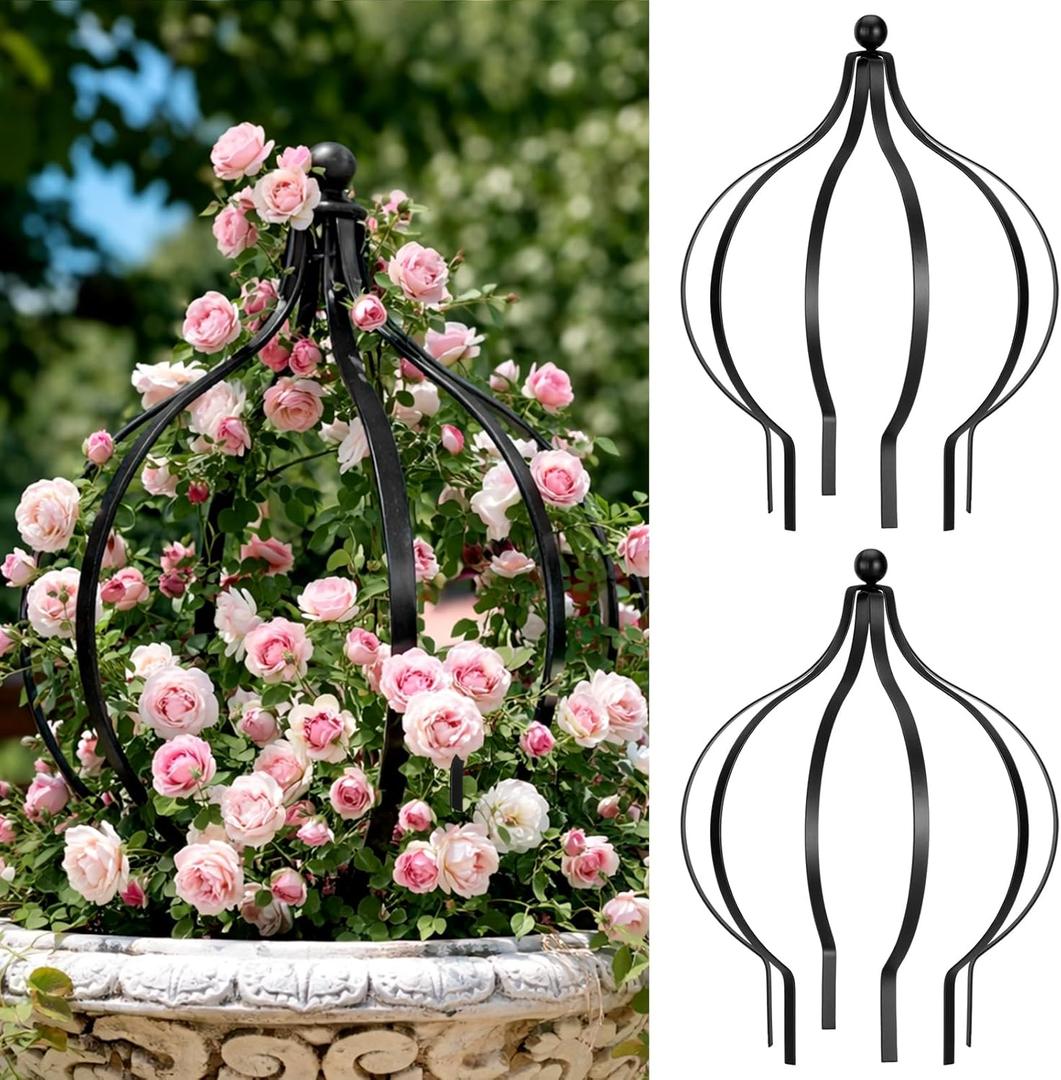 2 Set Metal Garden Obelisk Trellis for Climbing Plants with 100 Ties 18 x 12'' Sturdy Versatile Support for Roses Vines Flowers Potted Plants Garden Ornament Easy Assembly Indoor Outdoor Displays