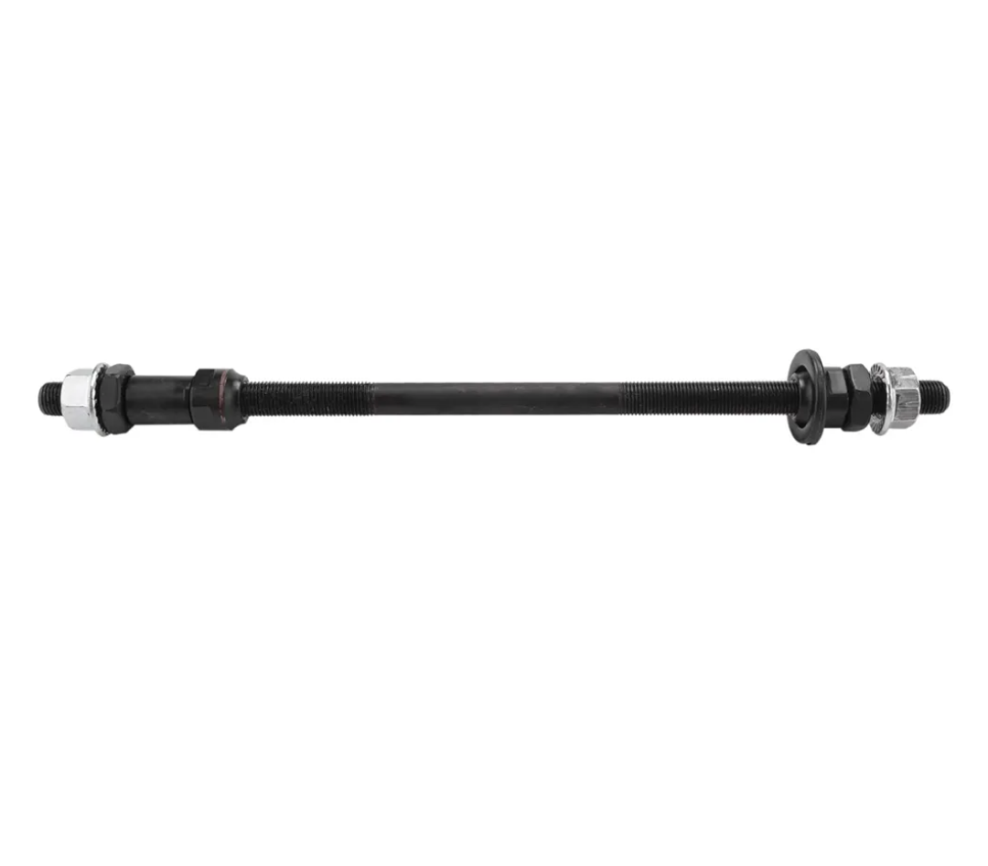 Lengthened 240mm Mountain Bike Snow Bike Bicycle Rear Axle Refitted Solid Axle Rear Axle Bicycle Accessory Axle, Black