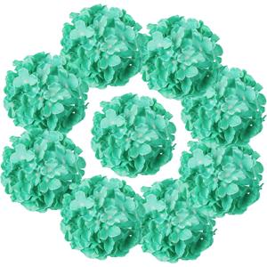 Tiffany Silk Hydrangea Heads Artificial Flowers Heads with Stems for Home Wedding Decor,Pack of 10 (Tiffany)