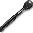 1/2 Inch Drive Ratchet, 72-Tooth Quick-Release Ratchet Wrench, 5-Degree Swing, Reversible, Chrome Alloy Made, Black Phosphate Coating.