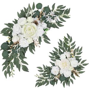 Wedding Arch Flowers Set of 2, Artificial Flowers for Decoration for Wedding Ceremony Backdrop, Wedding Floral Arrangement for Arch, Wedding Welcome Signs, Reception Decor (White)