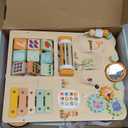 Wooden Baby Walker with Wheels, Push Walker with Baby Activity Center, Montessori Walking Toy for Girls Boys, Adjustable Speed & Height Activity Toy for Toddler Learning to Walk (Natural)