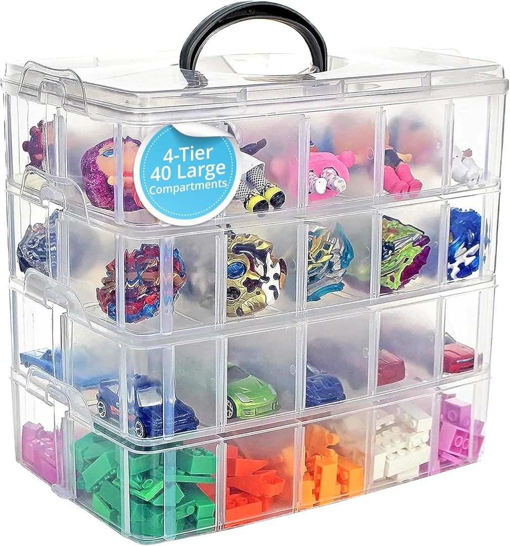 Bins & Things 40-Compartment Organizer for LOL Dolls - Beads and Craft Storage, Compact Toy Organizer for Small Toy Figures - Portable, Durable Storage Solution (Clear)