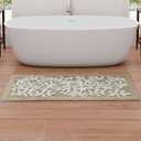 Madison Park Serene 100% Cotton Tufted Bathroom Rug - High & Low Tufting Floral Leaf Design, Quality Luxurious Plush Medium Pile Bath Mat Absorbent, Quick Dry, Shower Room Dcor, 24x60 Taupe