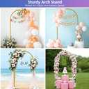 Hemmotop 6FT Arch Backdrop Stand for Party, Ceremony, Metal Arch Frame with Ground Stakes, Gold Photo Back Drop Stand for Bridal Shower, Birthday, Photo Booth, Garden Decoration, Baby Shower