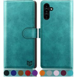 SUANPOT for Samsung Galaxy A15 5G Wallet case with RFID Blocking Credit Card Holder,Flip Book PU Leather Protective Cover Women Men for Samsung A15 Phone case Blue Green