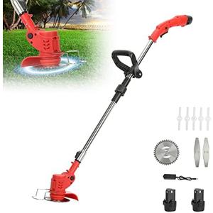 Weed Wacker, Weed Eater Cordless with Metal Blade, Battery Powered String Trimmer, Lightweight Grass Cutter for Garden and Yard, String Trimmer Cordless, Edger & Weed Trimmer with Batteries & Charger