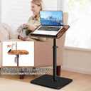 Adjustable C Table End Table, Height Adjustable 360° Swivel TV Tray Table for Small Spaces, Sofa Bedside Laptop Side Table That Slides Under Couch, Living Room & Bedroom (Natural Wood/White)