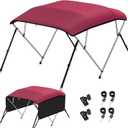 KAKIT 3 4 Bow Bimini Tops for Boats with Mesh Sides Heavy Duty Cover Adjustable 4 Straps Zippered Storage Boot