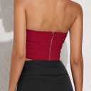Women's Vintage Strapless Open Back Boned Mesh Bustier Zip Back Corset Bodyshaper Crop Top