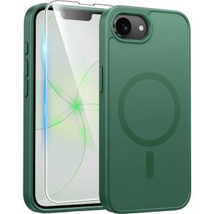 FNTCASE for iPhone 17e Case: iPhone 16e Phone Case [Compatible with Magsafe] Matte Cases with [Screen Protector] Military Grade Shockproof Protective Phone Cover - Full Green