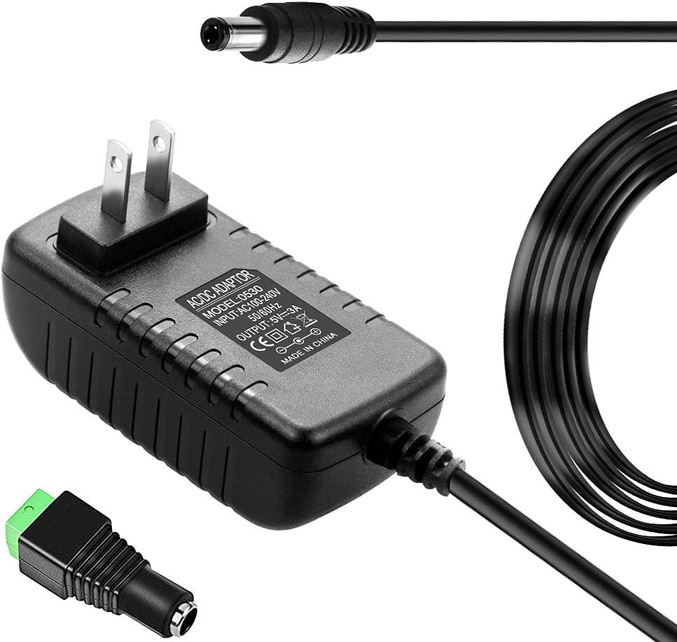 5V 3A 15W Power Supply Adapter AC 100V~240V to DC 5V 3A 2A 1Amp AC Adapter Converter 5.5x2.1mm Plug 15W Wall Charger for for LED Lights Security Camera Security System