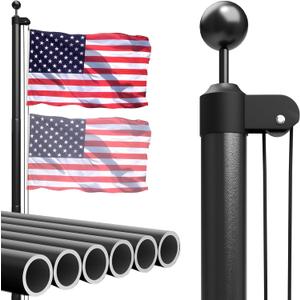 TOCRETOARE Heavy Duty Flag Pole, 20FT 12 Gauge Extra Thick Aluminum Flagpole Kit, 100MPH Wind Tested, Includes 3x5 American Flag, for Outside House In Ground