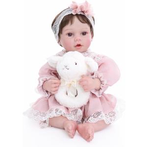 20inch Large Realistic Reborn Baby Doll Hand-Rooted Hair Lifelike Baby Dolls with Accessories for 3+ Year Old Girls Gifts, Pretend Play, Collection